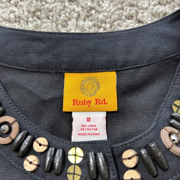 Ruby Rd.  Women’s Size 8 Black Beaded Neck 3/4 Sleeve Button-Up Jacket - Picture 5 of 9